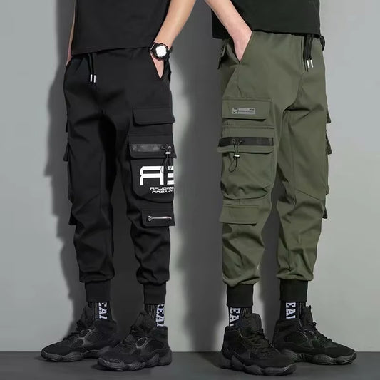 Men'S Aarmy Green Cargo Pants Casual Hip Hop Hit Color Multiple Pockets Trousers Streetwear Sweatpant Pant Brand Male Size M-5XL