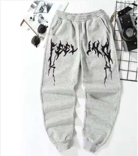 2025 American Knitted Sports Printing Pattern Casual Solid Color Men'S Leggings with Loose and Versatile Drawstring Pants Pants