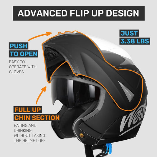 Dirtbike Helmets for Adults - Liftable Chin Half & Full Helmet Motorcycle - Motorcycle Helmets Motorbike Open Face Dual Visor DOT Helmet(S/Black Gold Torque)