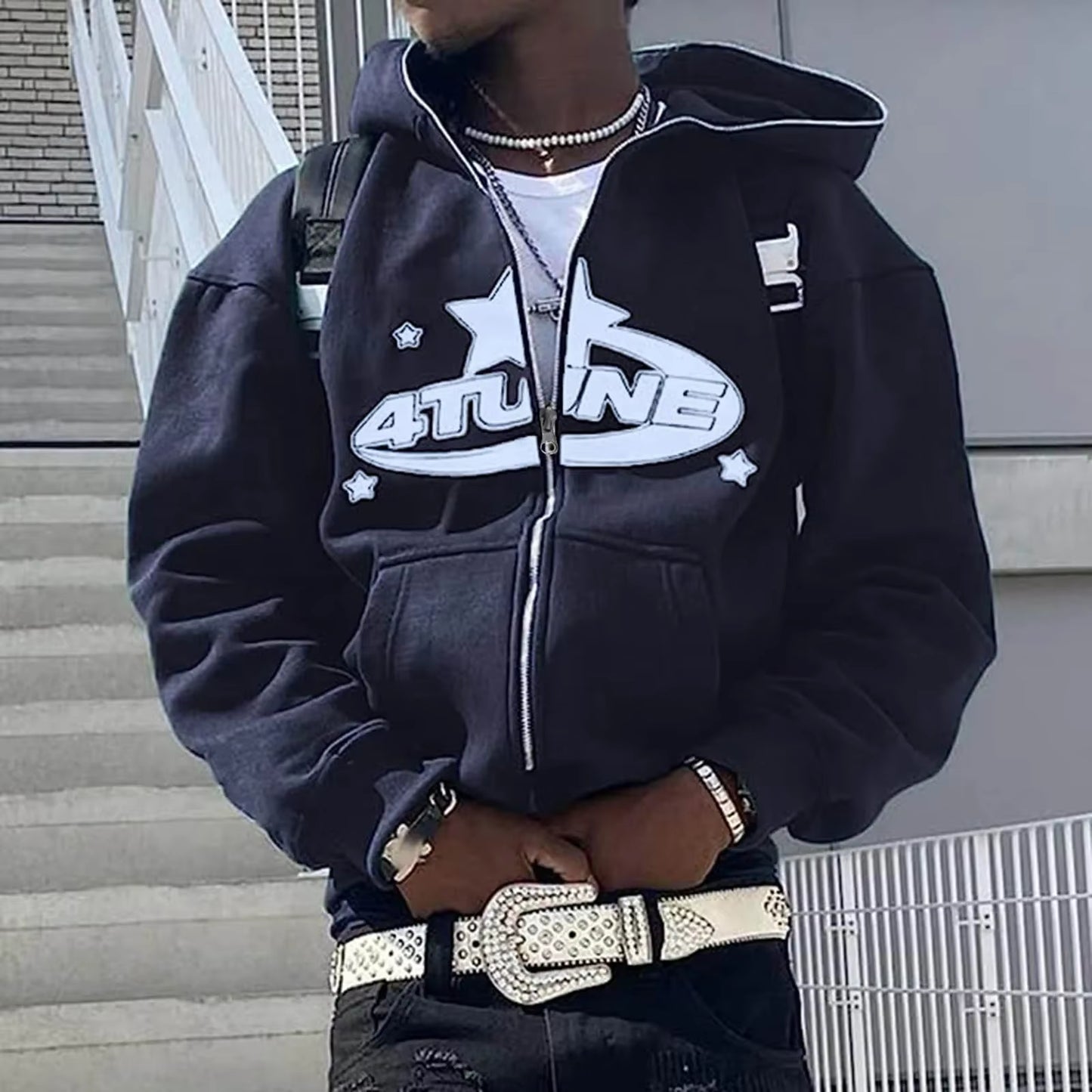 Zip up Hoodies Cardigan Hooded Warmth Sweatshirt Aesthetics Letter Print Trend Casual Hip Hop Y2K New Sweatshirts Men'S Clothing