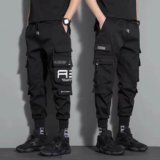 Men'S Aarmy Green Cargo Pants Casual Hip Hop Hit Color Multiple Pockets Trousers Streetwear Sweatpant Pant Brand Male Size M-5XL