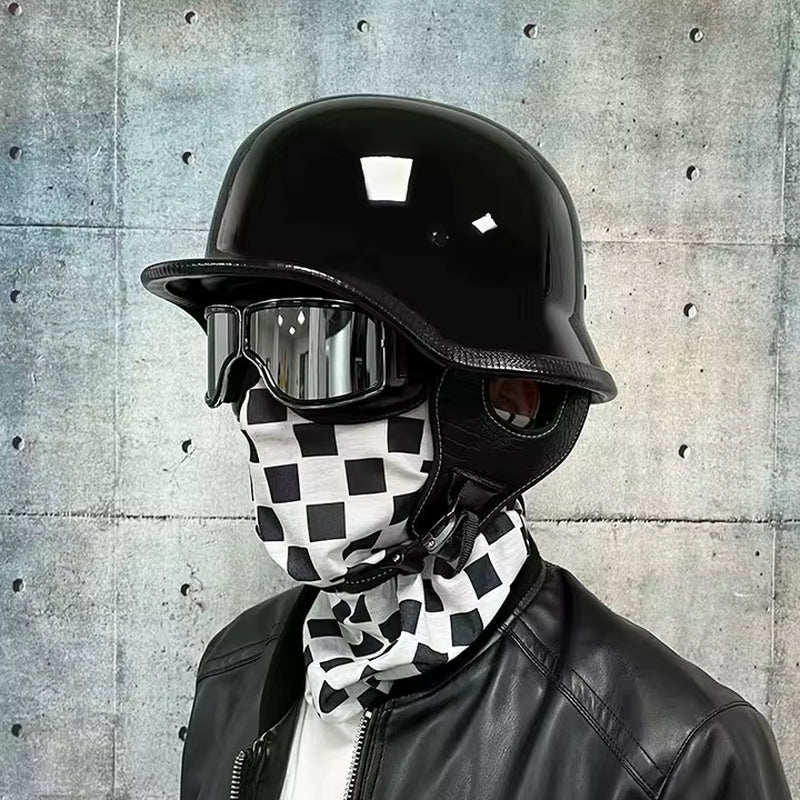 Soldier Helmet Retro Half Helmet Motorcycle Male and Female Motorcycle Personality German Ladle Helmet Electric Vehicle