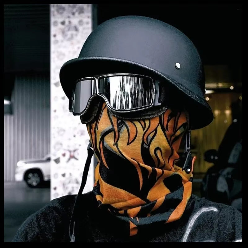 German Soldier Helmet Motorcycle for Harley Retro Semi-Helmet Motorcycle Helmet Summer Certification Helmet-Pulling Cruise Car