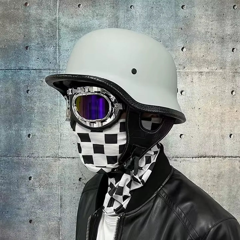 Soldier Helmet Retro Half Helmet Motorcycle Male and Female Motorcycle Personality German Ladle Helmet Electric Vehicle