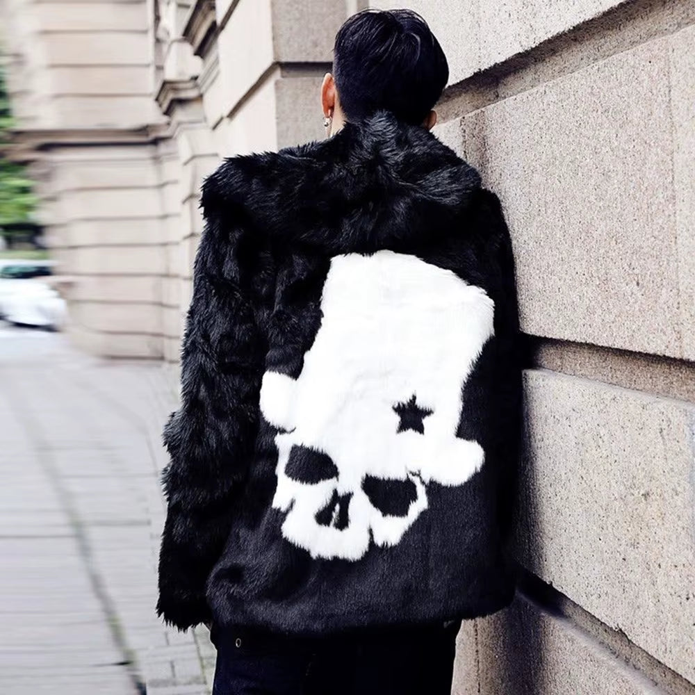 Autumn and Winter Fashion Hip-Hop Trend Skull Loose Hooded Jacket American Street High-Quality Casual Plush Warm Jacket for Men