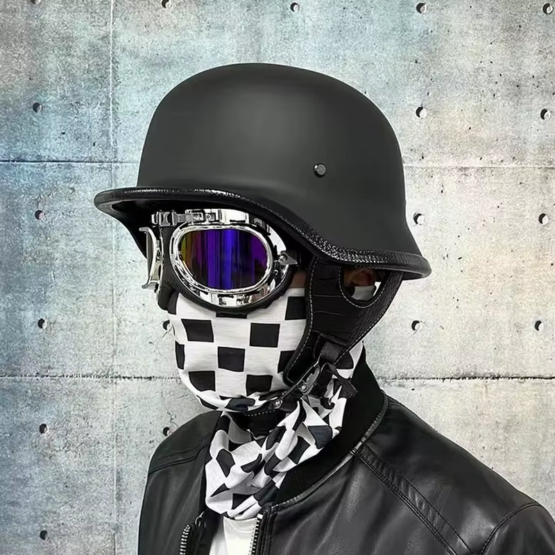 Soldier Helmet Retro Half Helmet Motorcycle Male and Female Motorcycle Personality German Ladle Helmet Electric Vehicle