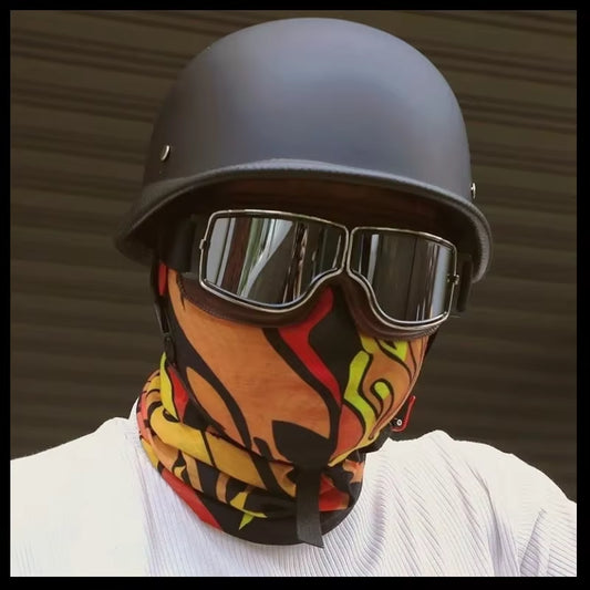 German Soldier Helmet Motorcycle for Harley Retro Semi-Helmet Motorcycle Helmet Summer Certification Helmet-Pulling Cruise Car