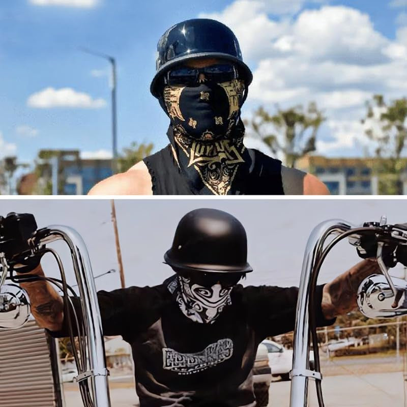German Style Motorcycle Helmet Thin Skull Cap Half for Adult Men Women（Including Goggles and Mask） Retro for Cruiser Scooter DOT Approve Novelty Half Shell Helmet Retro Face for Chopper