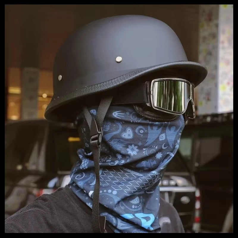 German Soldier Helmet Motorcycle for Harley Retro Semi-Helmet Motorcycle Helmet Summer Certification Helmet-Pulling Cruise Car