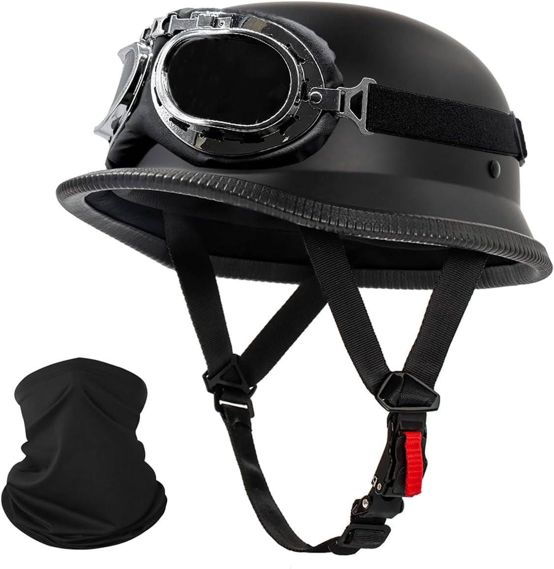 German Style Motorcycle Helmet, Thin Skull Cap Half Helmet for Adult Men Women, Novelty DOT Half Shell Helmet, Retro Half Face Helmet for Cruiser Scooter Chopper, DOT Approved