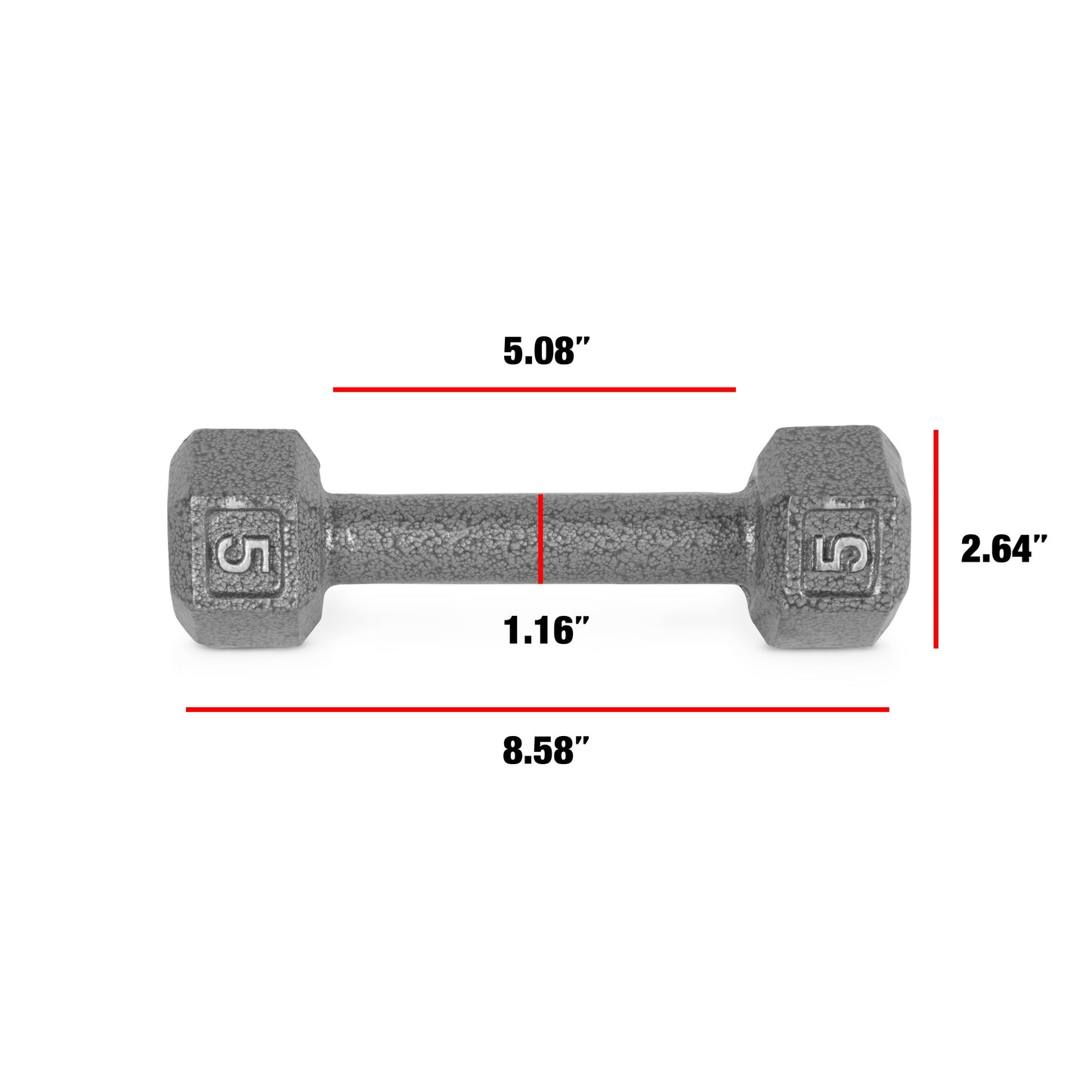 Barbell Cast Iron Dumbbell Weights, 5 Lbs., Pair