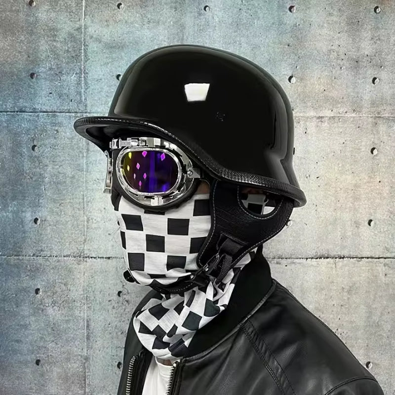 Soldier Helmet Retro Half Helmet Motorcycle Male and Female Motorcycle Personality German Ladle Helmet Electric Vehicle
