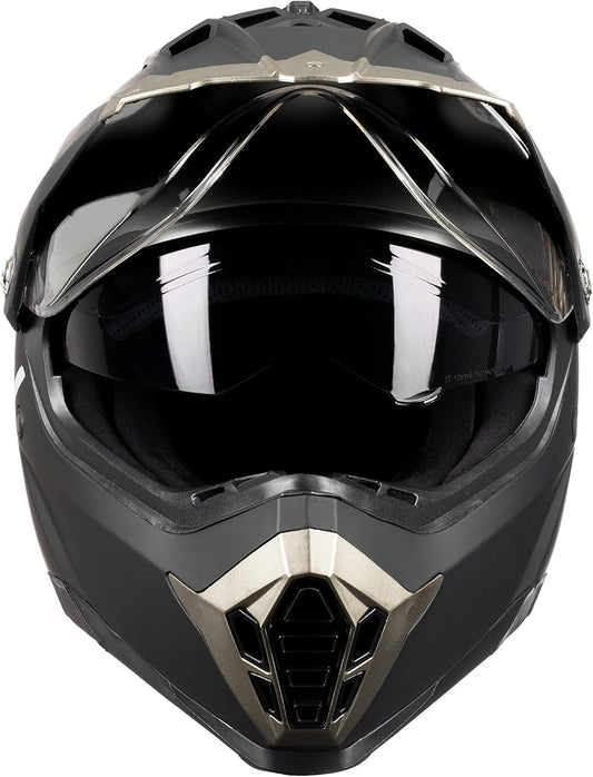 Dual Sport Motorcycle Helmet Off-Road Helmets for Adults, Dual Visor Motorcycle Helmet - Full Face ATV UTV Helmet Dirt Bike Motocross Helmets DOT Approved