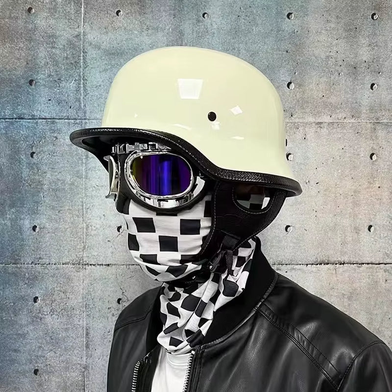 Soldier Helmet Retro Half Helmet Motorcycle Male and Female Motorcycle Personality German Ladle Helmet Electric Vehicle