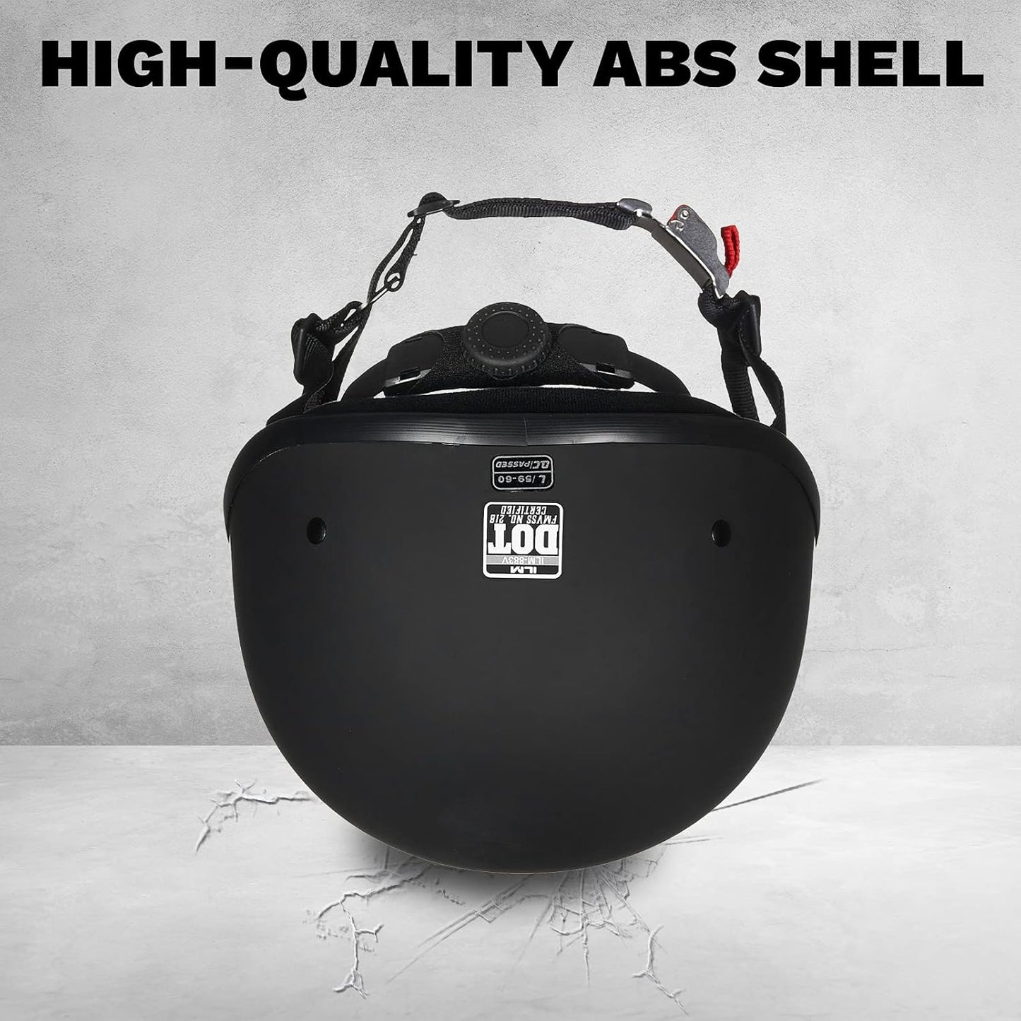 Motorcycle Half Helmet with Sunshield Quick Release Strap Half Face Fit for Cruiser Scooter DOT Approved 883V