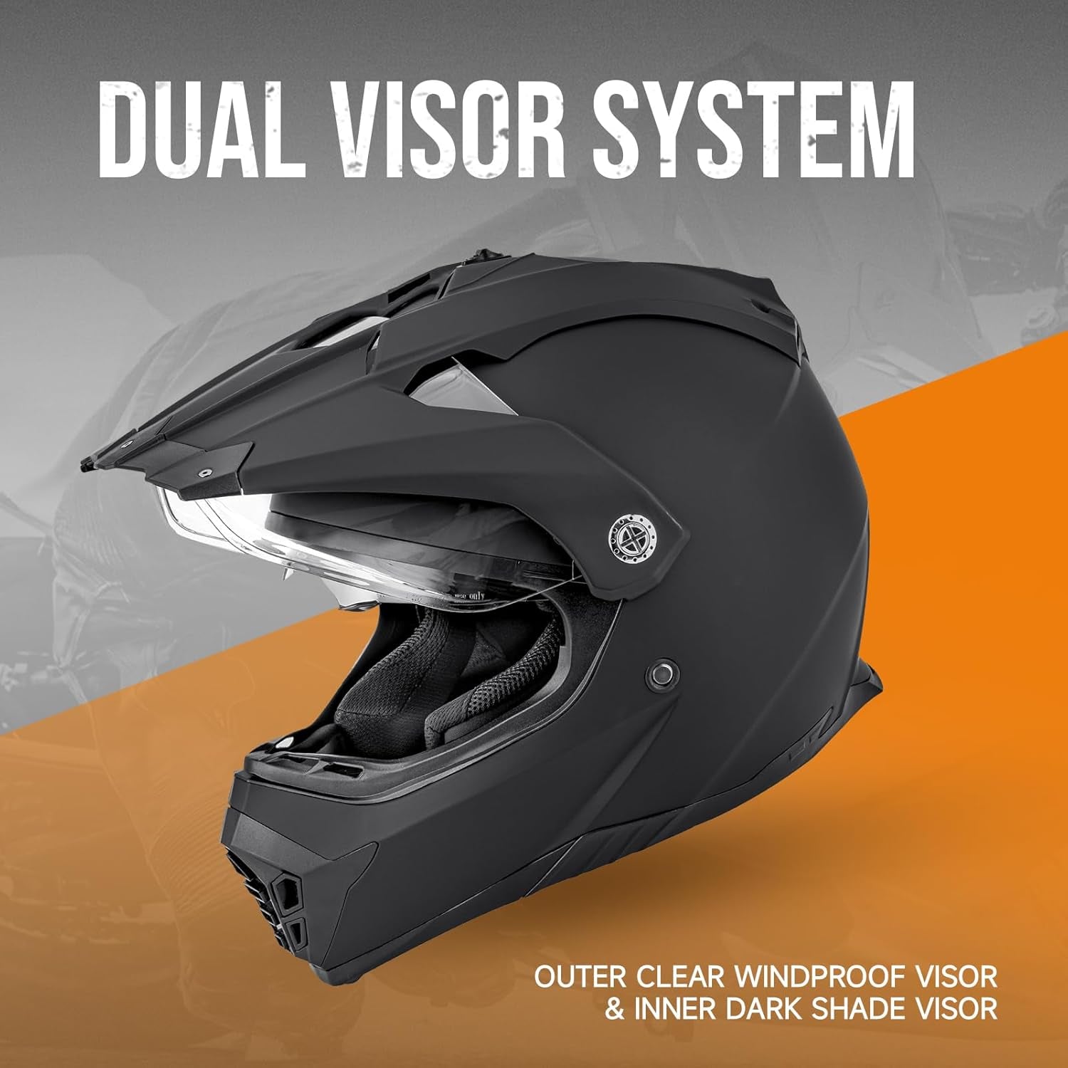 Off Road Motorcycle Dual Sport Helmet Full Face Helmet Dual Visor Dirt Bike ATV Motocross Helmet with Mask & Gloves for Unisex-Adult-Matte Black, XL