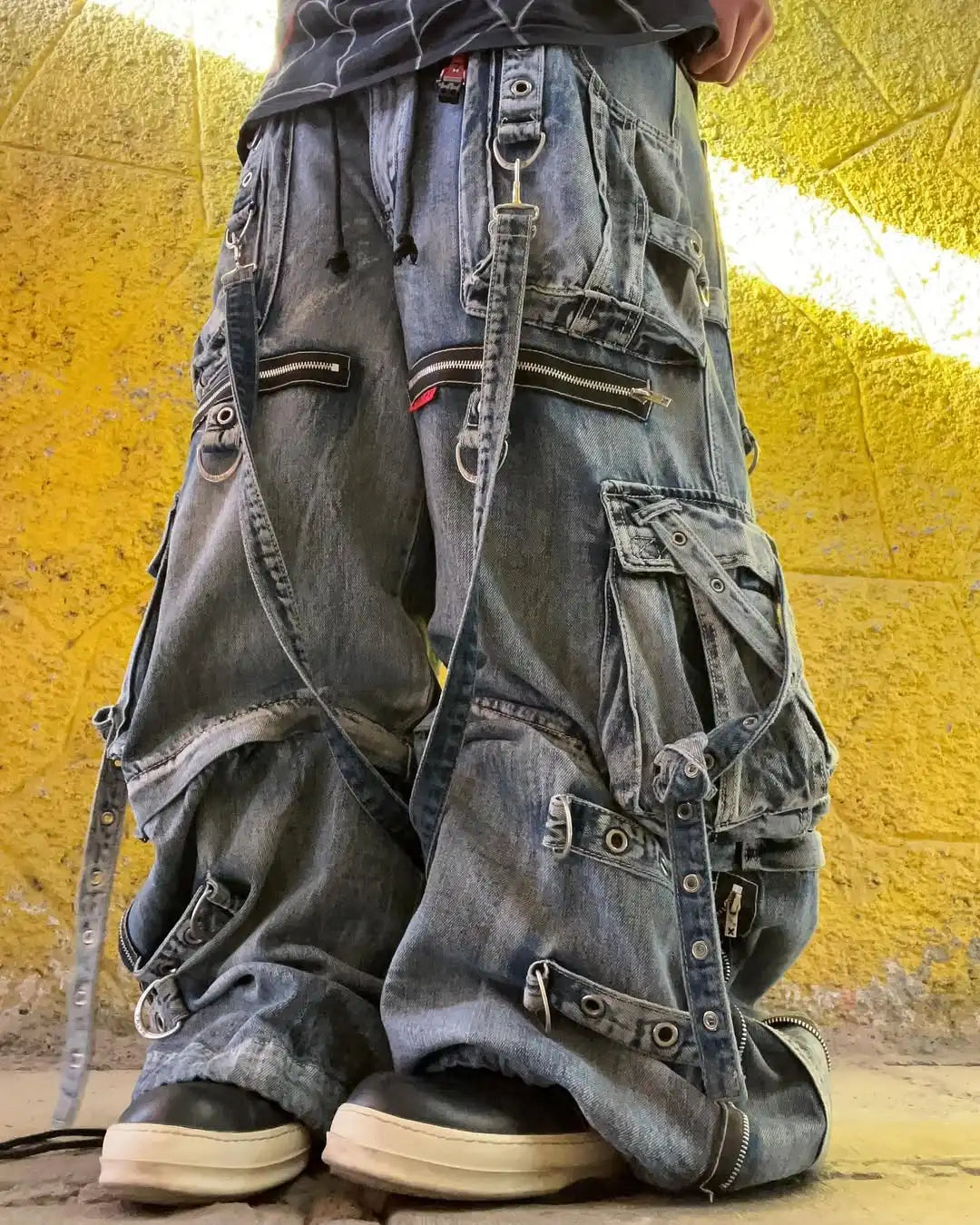 Streetwear Heavy Jeans Y2K Clothing Men Women Hip Hop Retro Pockets Baggy Cargo Pants Baggy Jeans Low Rise Wide Leg Trousers