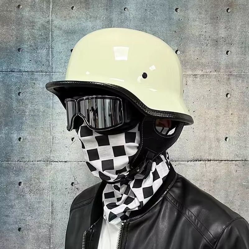 Soldier Helmet Retro Half Helmet Motorcycle Male and Female Motorcycle Personality German Ladle Helmet Electric Vehicle