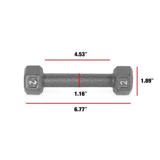 Barbell Cast Iron Dumbbell Weights, 2 Lbs. Pair