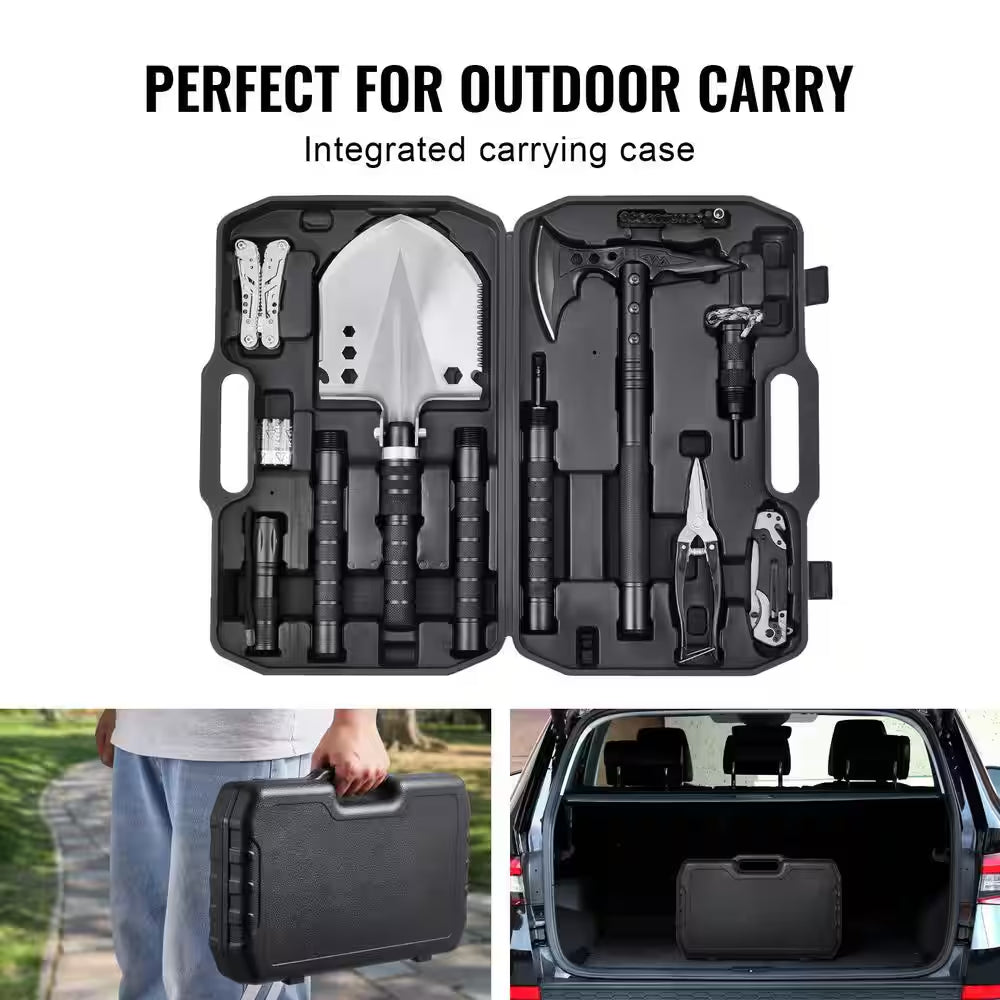 Survival Shovel Survival Axe, 28-In-1 Camping Folding Shovels with Hatchet, Stainless Steel Tactical Shovel Hatchet
