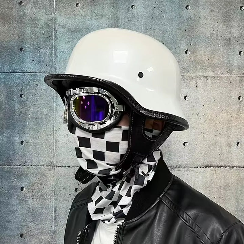 Soldier Helmet Retro Half Helmet Motorcycle Male and Female Motorcycle Personality German Ladle Helmet Electric Vehicle
