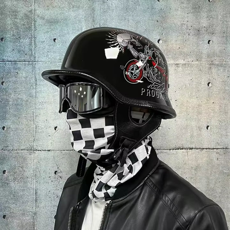 Soldier Helmet Retro Half Helmet Motorcycle Male and Female Motorcycle Personality German Ladle Helmet Electric Vehicle