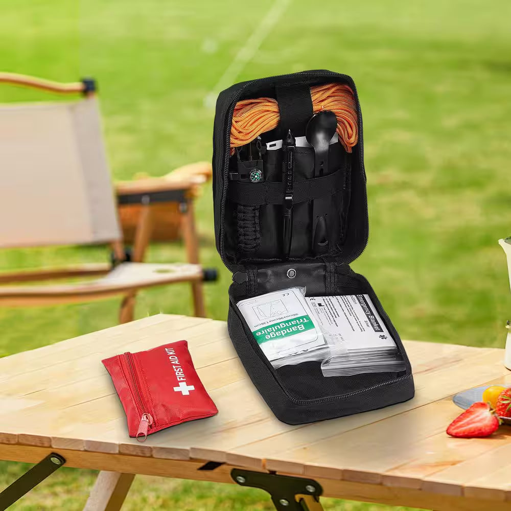 Survival First Aid Kit 250 Pieces 600 D Nylon Trauma First Aid Bag Survival Gear and Equipment Emergency Kits