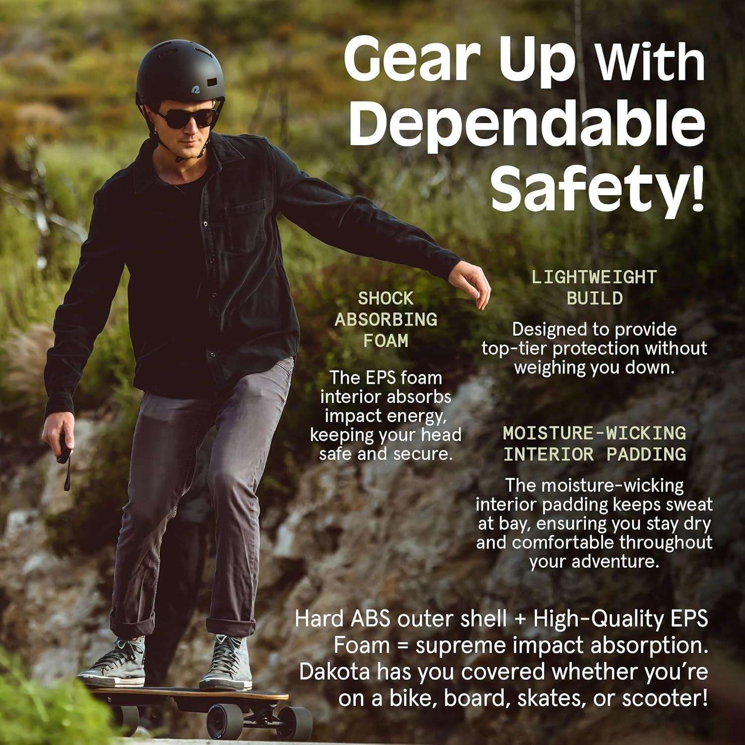 Dakota Adult Bike Helmet for Adults - Multi-Sport Protection for BMX, Skating, Scooter, and Skate - Adult Men Skateboard Helmets