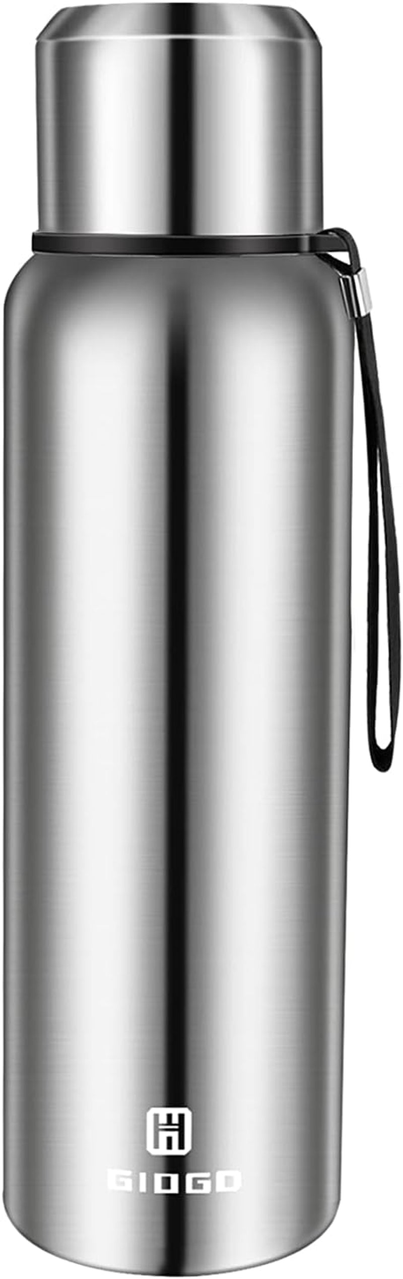 Insulated Vacuum Thermo Bottle 750Ml/25.4Oz with Cup Stainless Steel Coffee Bottles for Hot and Cold Drink Water Flask.(Silver,750Ml)