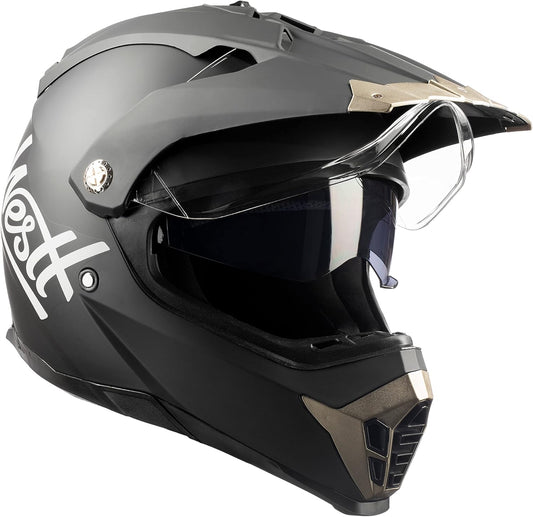 Dual Sport Motorcycle Helmet Off-Road Helmets for Adults, Dual Visor Motorcycle Helmet - Full Face ATV UTV Helmet Dirt Bike Motocross Helmets DOT Approved